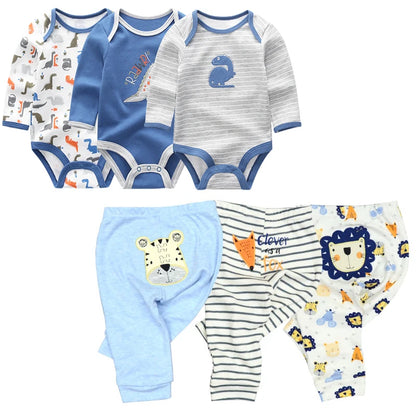 2022 Cotton Baby Bodysuits Set - 6PCS Long Sleeve Jumpsuits for Boys & Girls, Toddler Outfit Collection
