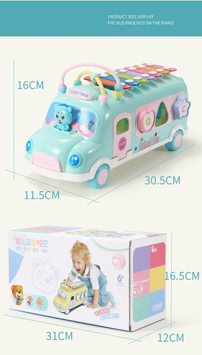 Multifunctional Musical Learning Bus Toy Set for Babies - 5-in-1 Educational Gift for Toddlers