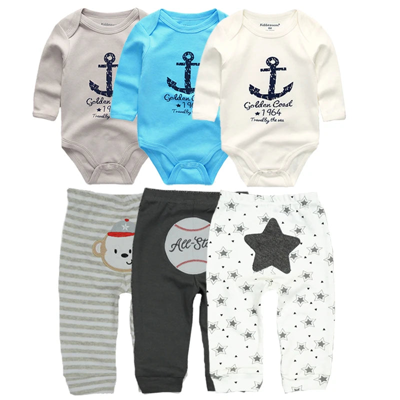 2022 Cotton Baby Bodysuits Set - 6PCS Long Sleeve Jumpsuits for Boys & Girls, Toddler Outfit Collection