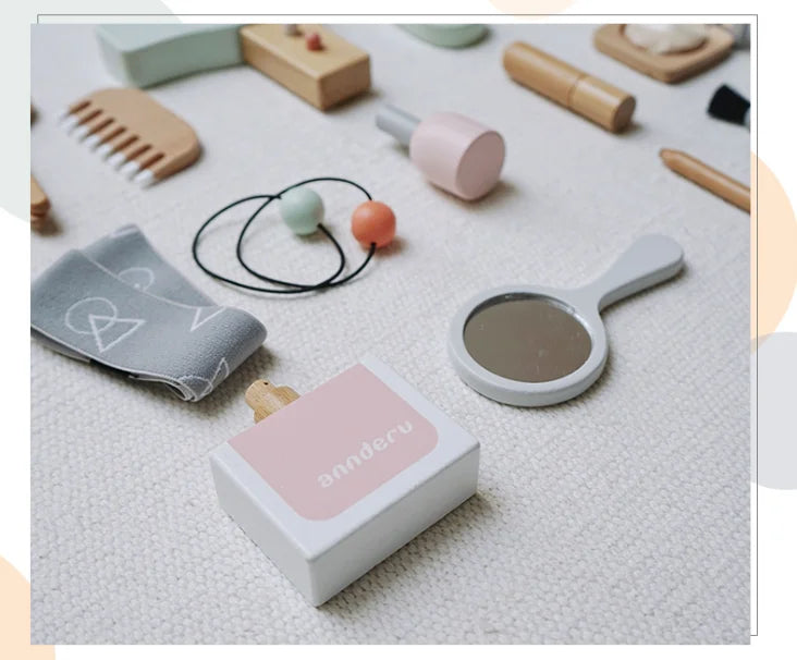 Delightful Wooden Makeup Set for Girls - Imaginative Pretend Play and Hairdressing Fun