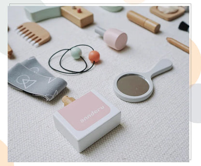Delightful Wooden Makeup Set for Girls - Imaginative Pretend Play and Hairdressing Fun