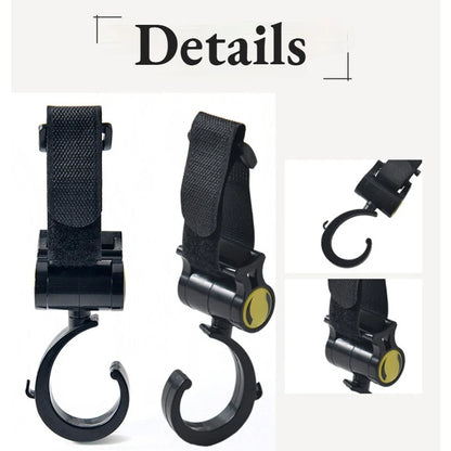 360° Rotating Stroller Hooks - 2-Piece Set for Easy Bag Organization