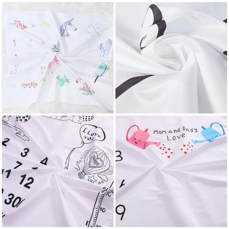 Milestone Memory Blanket for Newborns - Adorable Photography Prop with Cartoon Design