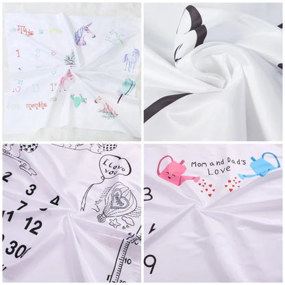 Milestone Memory Blanket for Newborns - Adorable Photography Prop with Cartoon Design