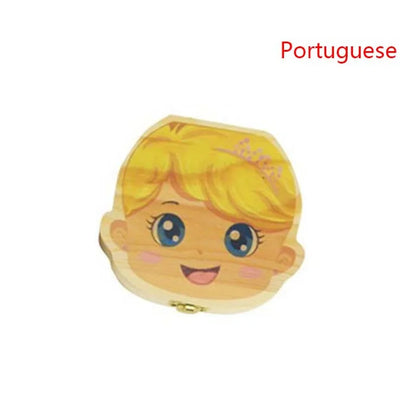 Wooden Baby Tooth Keepsake Box - Multi-Language Souvenir Organizer for Teeth, Lanugo, and Umbilical Cord