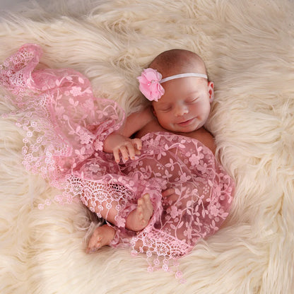 Newborn Photography Prop Set: 3Pcs Baby Headband, Luxurious Fur Blanket & Lace Wrapper for Stunning Photoshoots