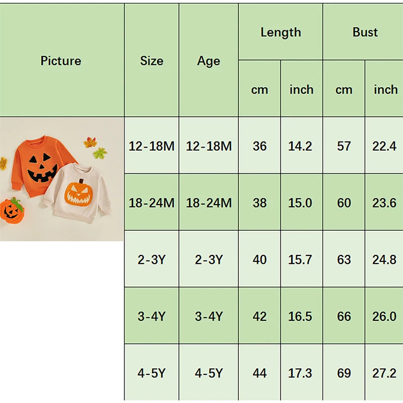 Adorable Pumpkin Embroidered Hoodies for Baby Boys and Girls - Halloween Long Sleeve Crew Neck Sweatshirts