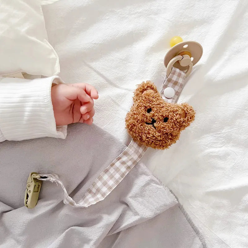 Adorable 3D Cartoon Bear Pacifier Clip Chain for Infants - Kawaii Baby Feeding Accessory
