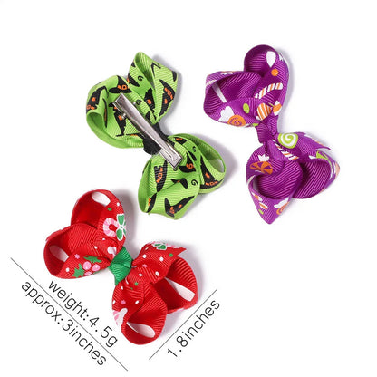 10-Count Festive Bow Hair Clips for Newborns - Halloween & Christmas Baby Girl Accessories
