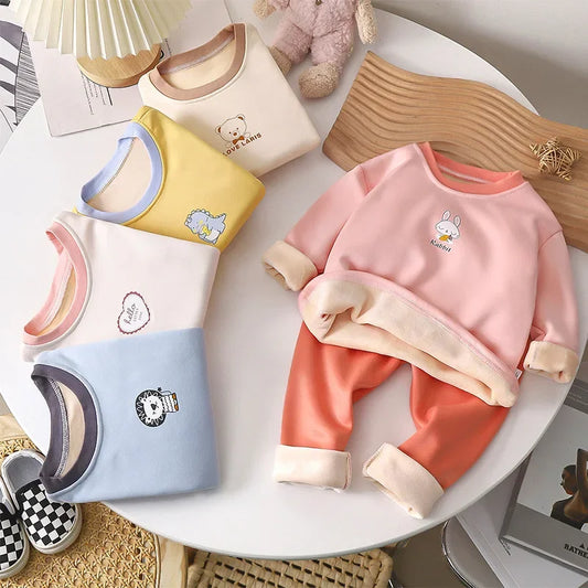 Adorable Cartoon Animal Pajama Sets for Kids - Cozy Thicken Sleepwear for Boys and Girls Ages 4-6