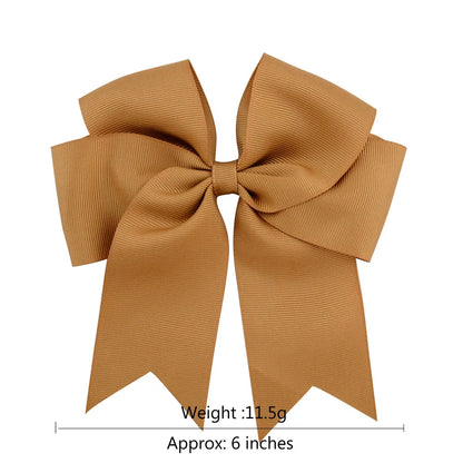 Vibrant 6-Inch Grosgrain Ribbon Hair Bows for Girls - Elegant Clips for Kids' Hair Accessories