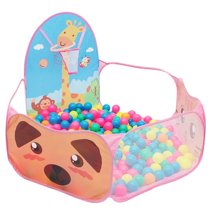 120cm Portable Kids Playpen with Basketball Hoop - Fun Indoor/Outdoor Tent House and Ball Pool for Ages 3-6
