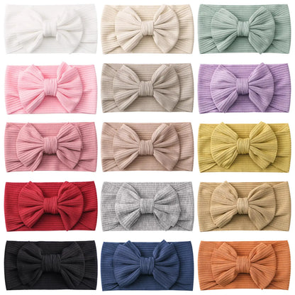 Vibrant Knit Baby Headbands with Bow - Soft Elastic Turban Accessories for Infant Girls