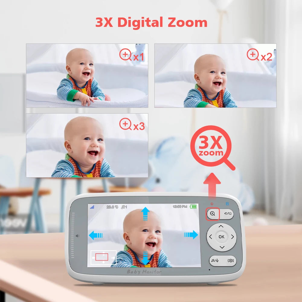 4-Inch HD Video Baby Monitor with 3X Digital Zoom, Two-Way Audio, Auto Night Vision, and Temperature Monitoring - Model VB615