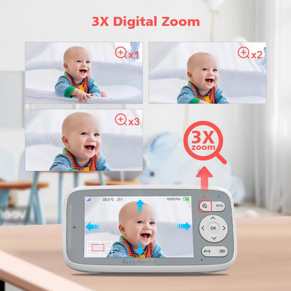 4-Inch HD Video Baby Monitor with 3X Digital Zoom, Two-Way Audio, Auto Night Vision, and Temperature Monitoring - Model VB615