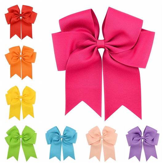 Vibrant 6-Inch Grosgrain Ribbon Hair Bows for Girls - Elegant Clips for Kids' Hair Accessories