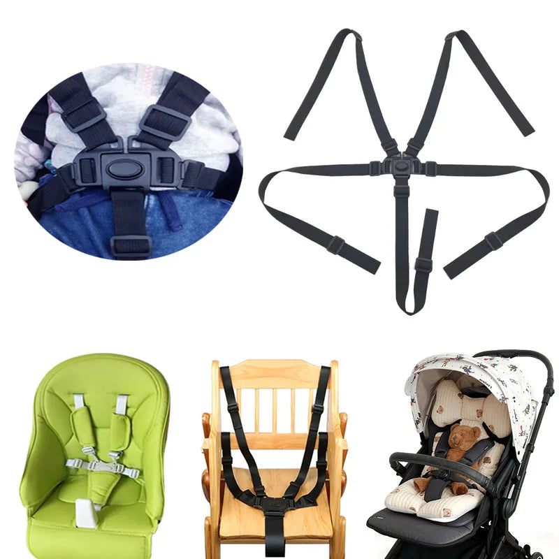 Versatile 5-Point Safety Harness for Strollers and High Chairs