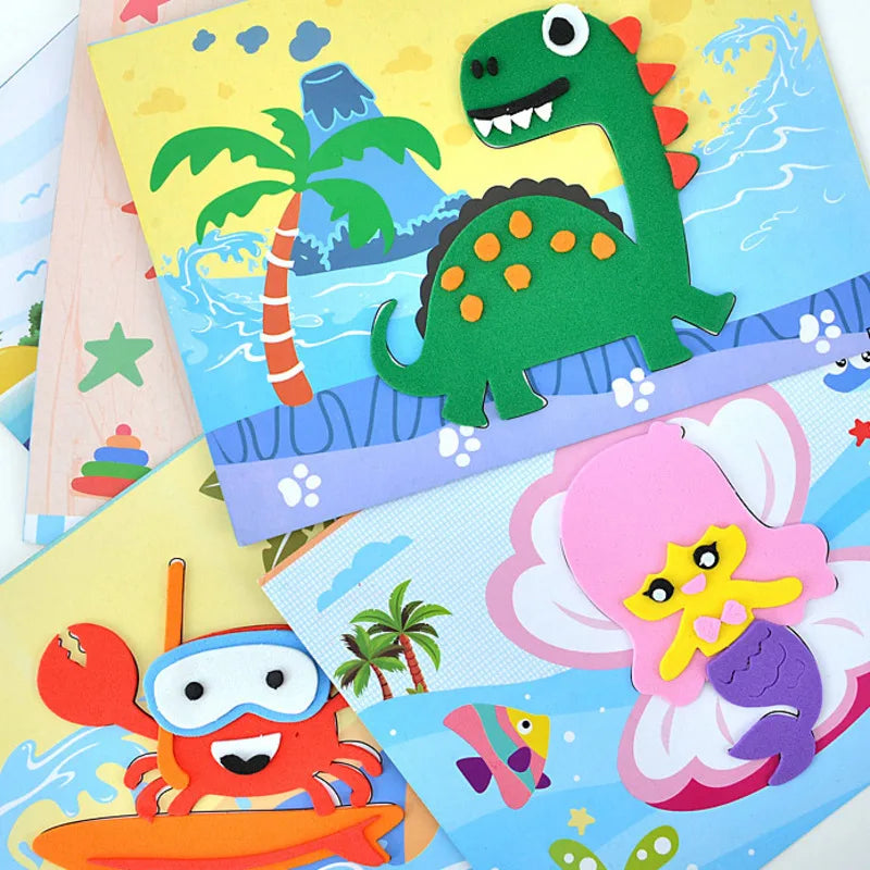 10-Pack 3D EVA Foam Stickers for Kids - Creative DIY Cartoon Puzzles for Early Learning and Fun
