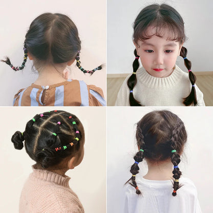500Pcs Colorful Elastic Hair Bands for Girls - Fun Disposable Ponytail Holders for Kids
