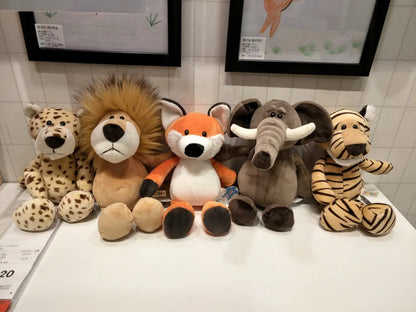 25CM Adorable Jungle Plush Dolls - Kawaii Lion, Elephant, and Monkey Stuffed Animal Toys for Kids and Babies