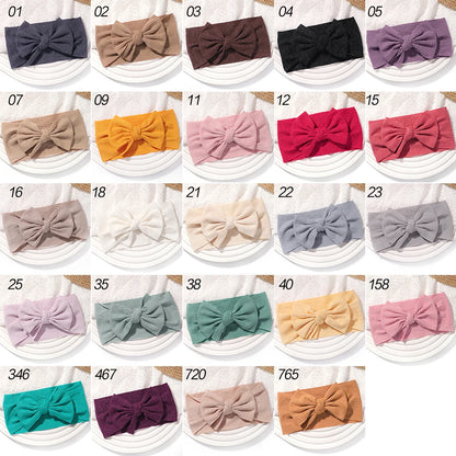 48-Color Soft Nylon Baby Headbands for Girls - Elastic Knit Turban Bows Hair Accessories for Newborns