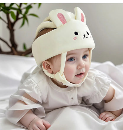 Cute Cartoon Baby Safety Helmet for Toddlers - Adjustable Anti-Fall Head Protection Cap for 0-3 Years
