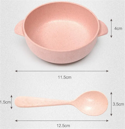 Eco-Friendly Toddler Feeding Set: Safe Dinnerware with Anti-Hot Bowl & Spoon for Kids