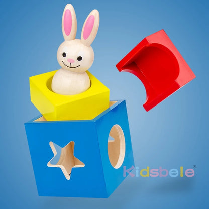 Wooden Magic Box Rabbit Animal Geometric Building Blocks Desktop Game Attractive Eye-catching For Indoor Baby Puzzle Toy