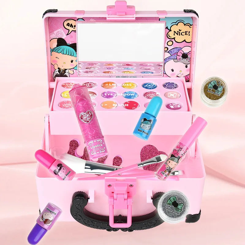 Girls' Princess Makeup Kit - Non-Toxic Cosmetic Set for Kids with Lipstick and Eyeshadow - Perfect Birthday Gift
