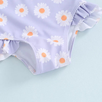Toddler Girls' Floral Ruffle Monokini Swimsuit for Summer Beach Fun