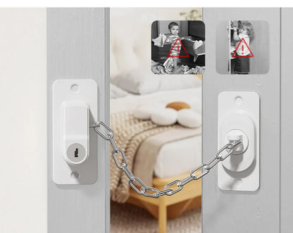 Adjustable Stainless Steel Chain Safety Lock for Children - Window, Cabinet, Door, and Refrigerator Security Protection