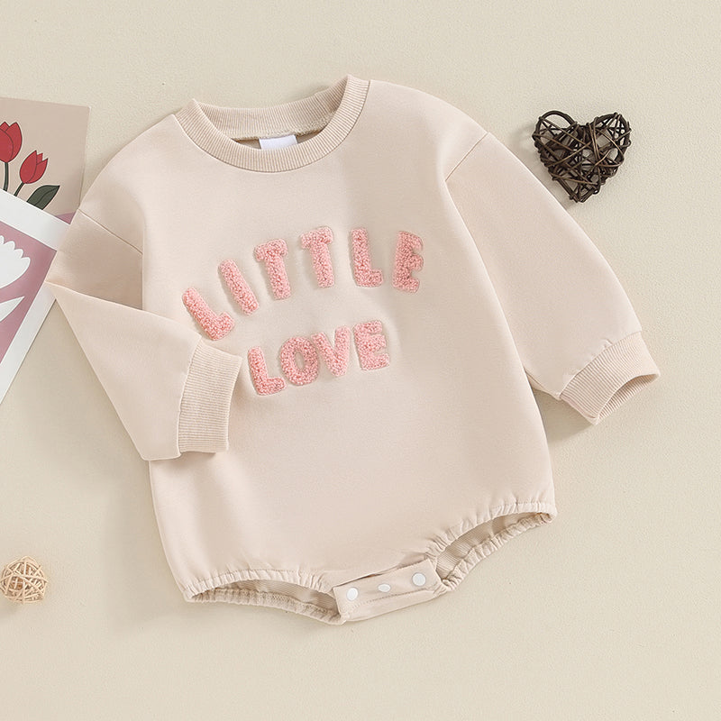 Adorable Long Sleeve Baby Romper with Embroidered Letters - Unisex Fall Bodysuit for Newborns and Infants