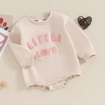 Adorable Long Sleeve Baby Romper with Embroidered Letters - Unisex Fall Bodysuit for Newborns and Infants