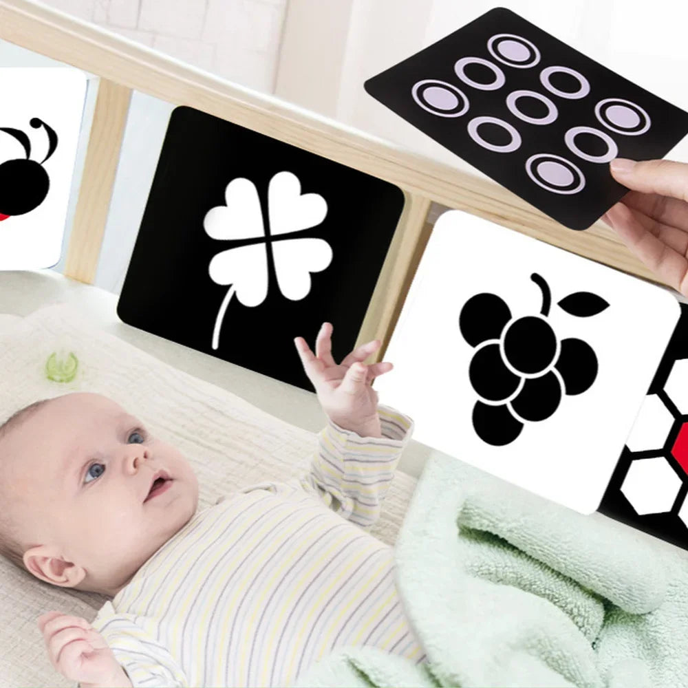 Montessori High Contrast Visual Stimulation Cards for Infants - Black and White Cognitive Development Toys for Ages 0-36 Months