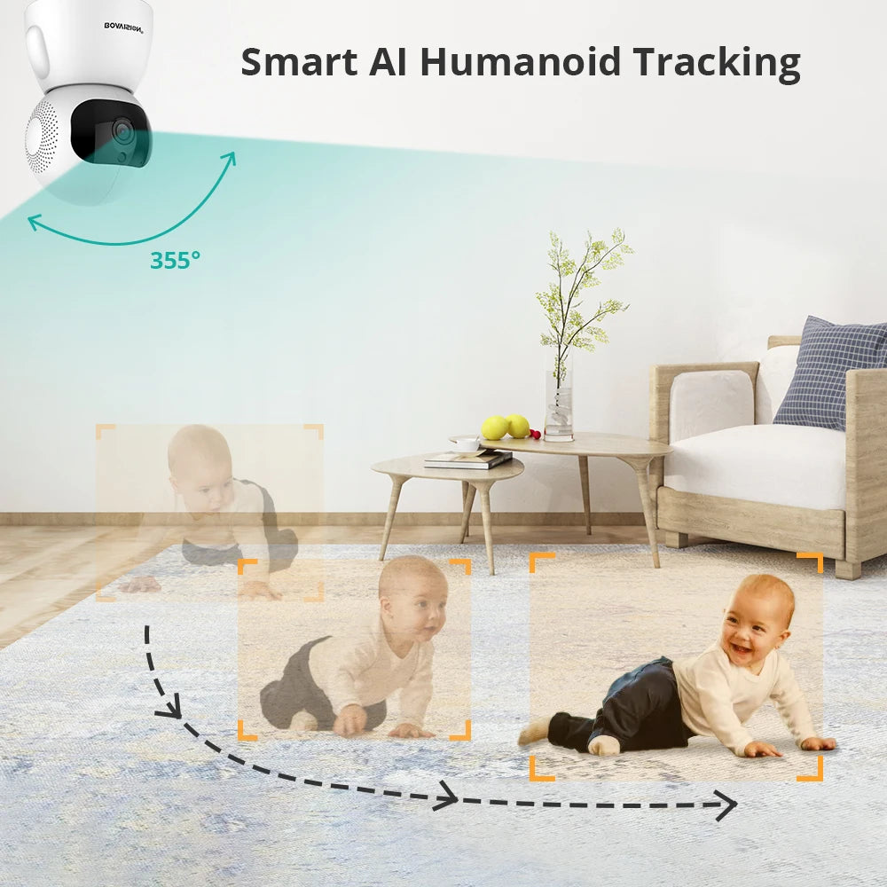 Smart 3MP HD WiFi Security Camera with Auto Tracking, Two-Way Audio, and Alexa/Google Assistant Compatibility