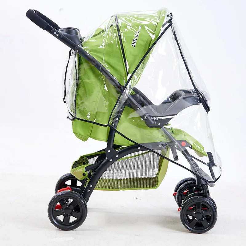 Universal Waterproof Baby Stroller Rain Cover - Transparent Trolley Umbrella with Zipper for All Ages
