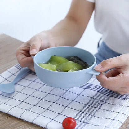 Eco-Friendly Toddler Feeding Set: Safe Dinnerware with Anti-Hot Bowl & Spoon for Kids