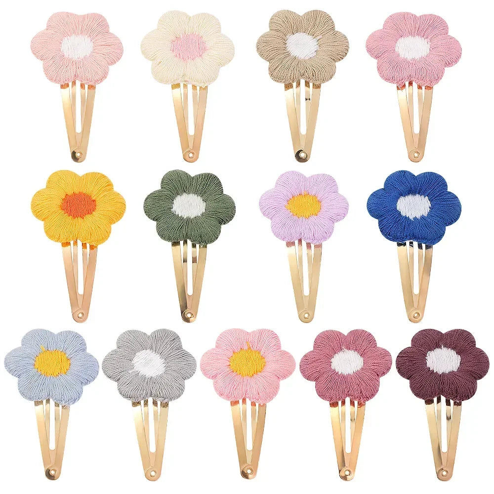 Vintage Floral Embroidery Hair Clips for Girls - Set of 2 Sweet Hair Pins