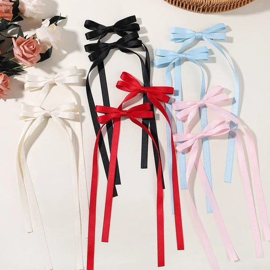 2PCS Adorable Long Tassel Bow Headbands for Girls - Cute Hair Accessories for Parties and Daily Wear
