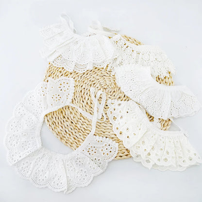 Charming Lace Cotton Collar Bibs for Girls - Elegant Neckwear Accessories for Ages 3-8