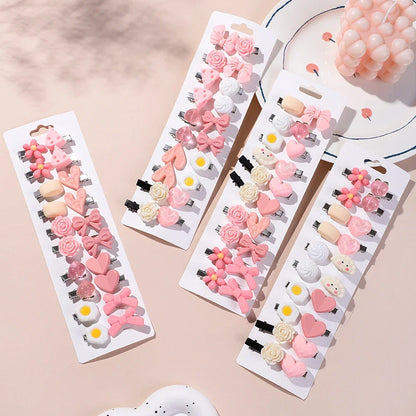 20-Piece Baby Pink Cartoon Hairpin Set for Girls - Adorable Bangs Clips and Sweet Accessories
