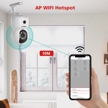 4MP HD WiFi PTZ Baby Monitor Camera with Dual-Lens, Dual-Screen, Auto Tracking, and Human Detection - ONVIF Security Surveillance System