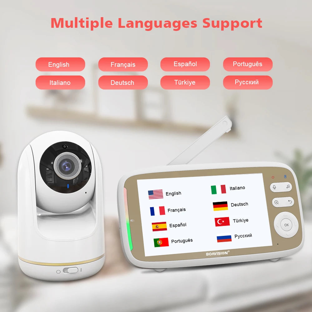 VB803 5-Inch Baby Monitor with 720P HD Display, 330° Pan & 135° Tilt, 3X Zoom, Two-Way Audio, Night Vision, and Lullaby Function