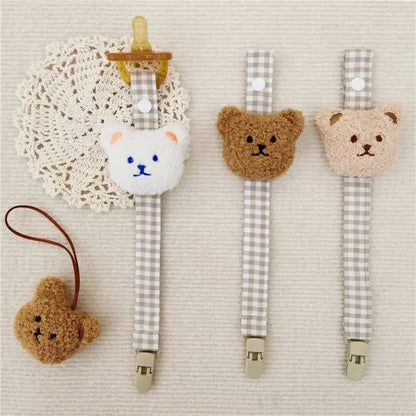Adorable 3D Cartoon Bear Pacifier Clip Chain for Infants - Kawaii Baby Feeding Accessory
