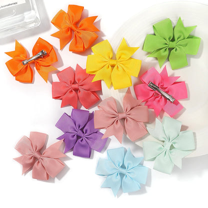 Vibrant Grosgrain Ribbon Hair Bow Clips for Girls - Colorful Hair Accessories for Kids