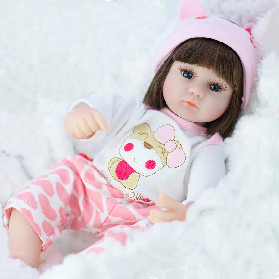 42cm Realistic Reborn Baby Doll - Silicone Toddler Princess with Soft Cloth Body, Perfect Lifelike Toy for Kids and Christmas Gifts