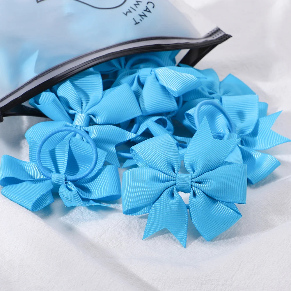 20-Color Mini Bowknot Elastic Hair Bands - 10 Pack for Girls' Ponytails and More!