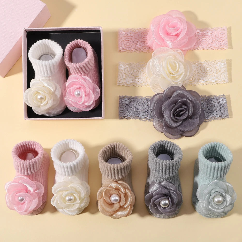 Adorable Infant Cartoon Socks and Headband Set for Newborns - Non-Slip, Breathable, Perfect for Photos and Gifts