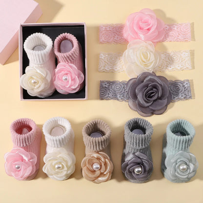 Adorable Infant Cartoon Socks and Headband Set for Newborns - Non-Slip, Breathable, Perfect for Photos and Gifts