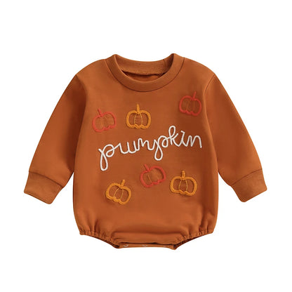 Adorable Infant Halloween Romper with Pumpkin Design - Long Sleeve Oversized Outfit for Baby Girls and Boys